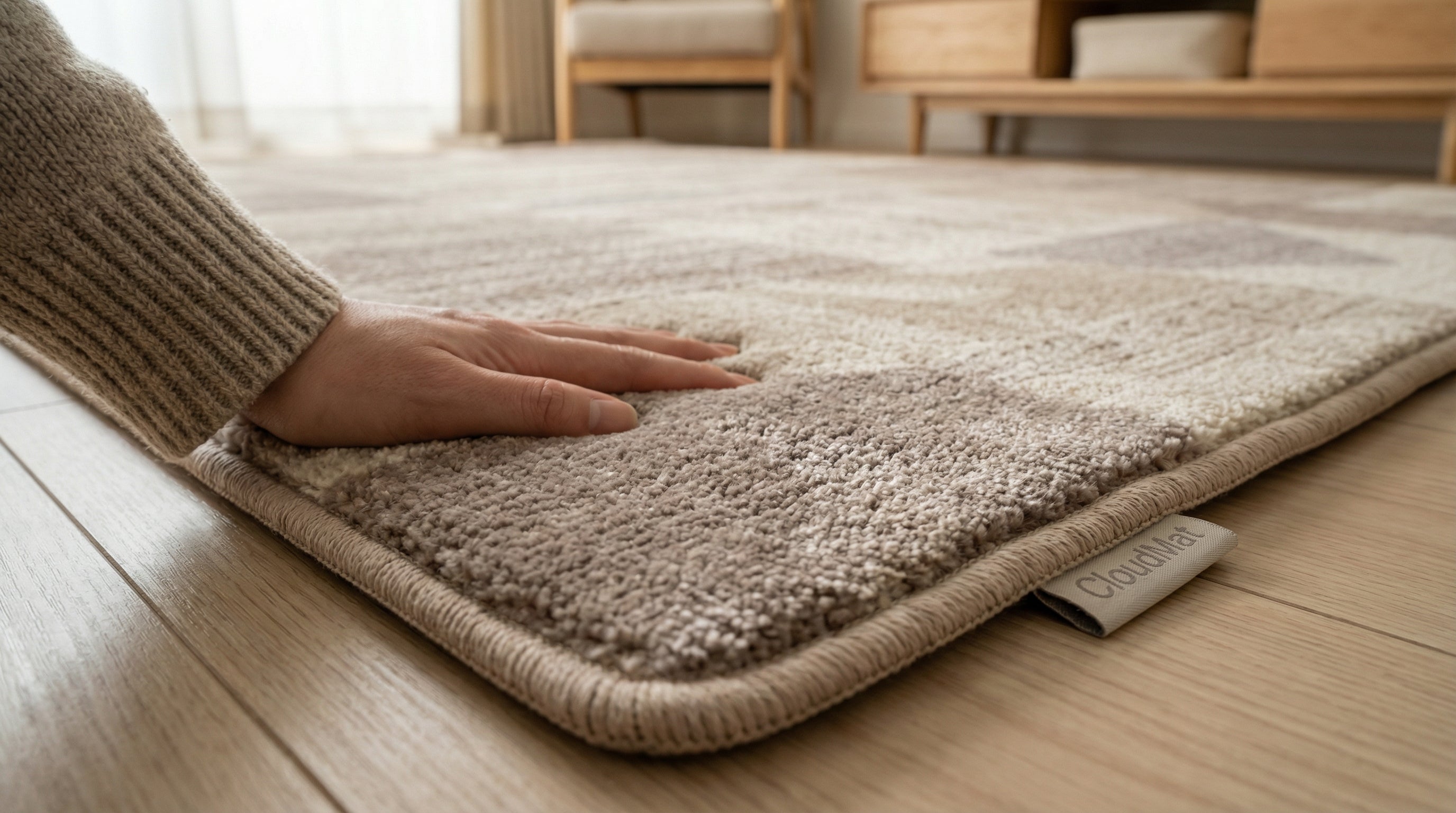 Dining room rug handling food spill with easy cleaning demonstration