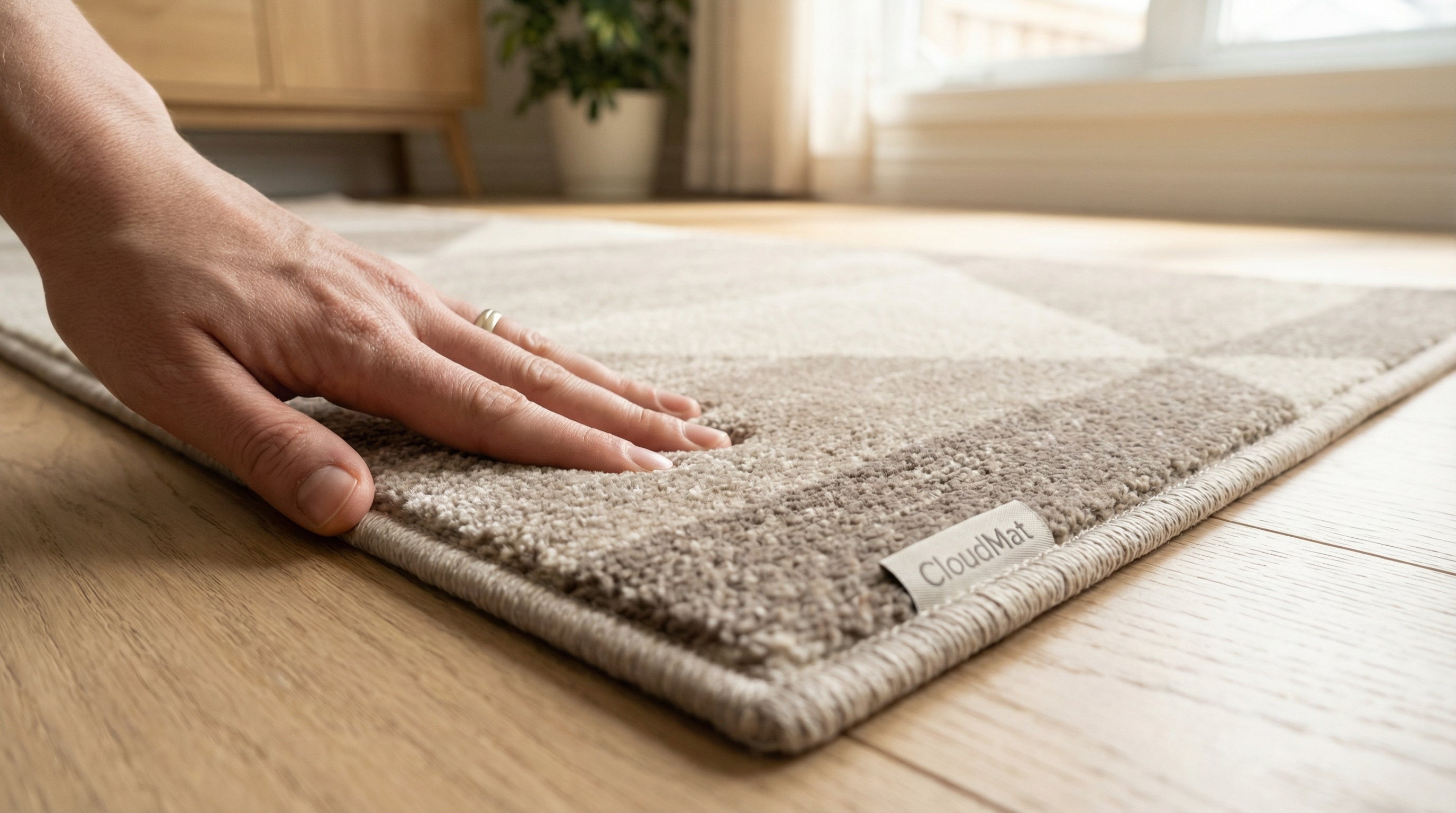 CloudMat hallway runner showing cushioned construction and practical features