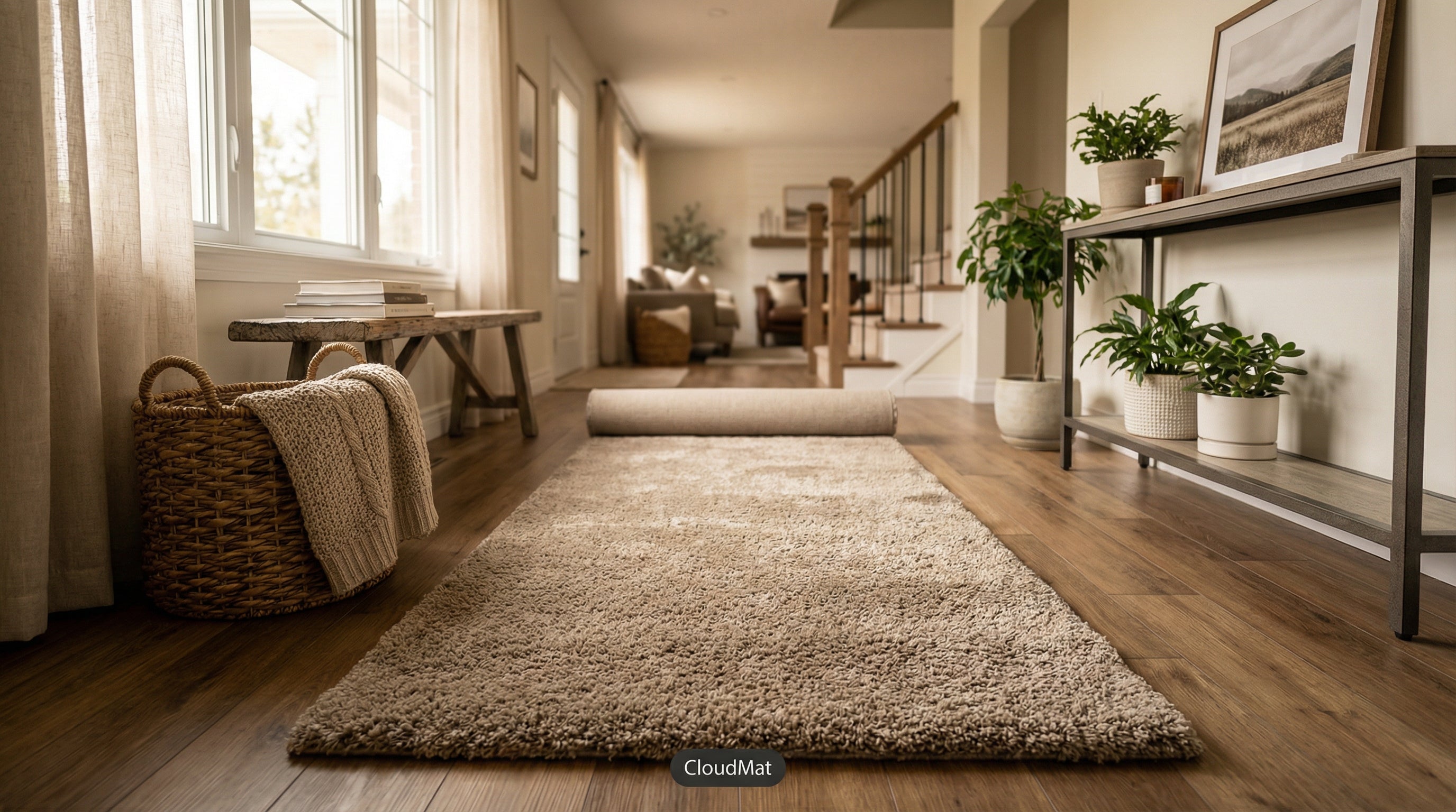 CloudMat hallway runner in bright Canadian home corridor