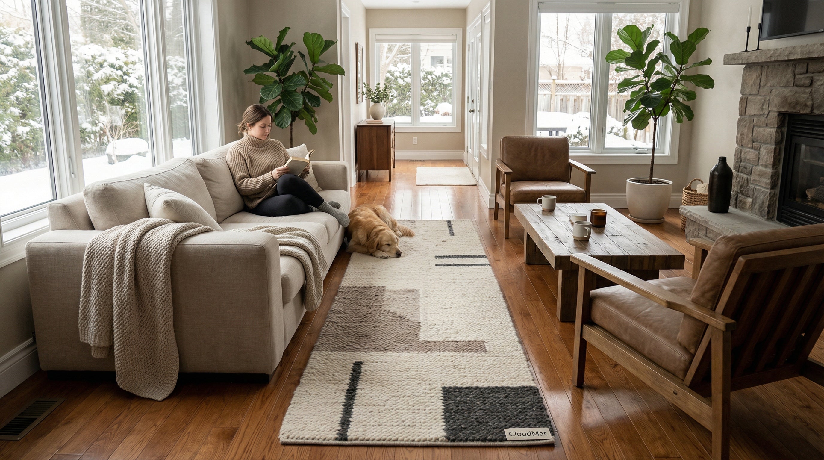 CloudMat runner showing generous dimensions in wide hallway