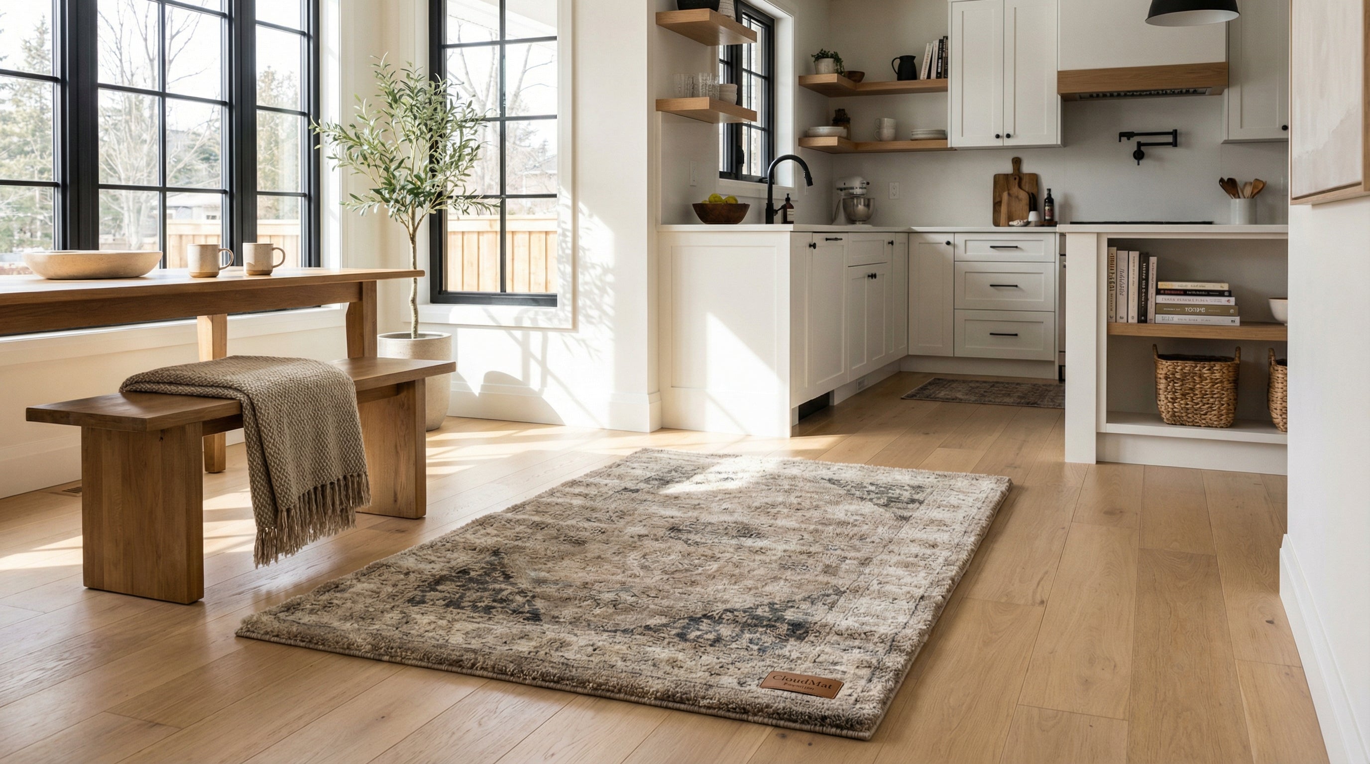 CloudMat kitchen rug in a modern Canadian kitchen providing comfort while cooking