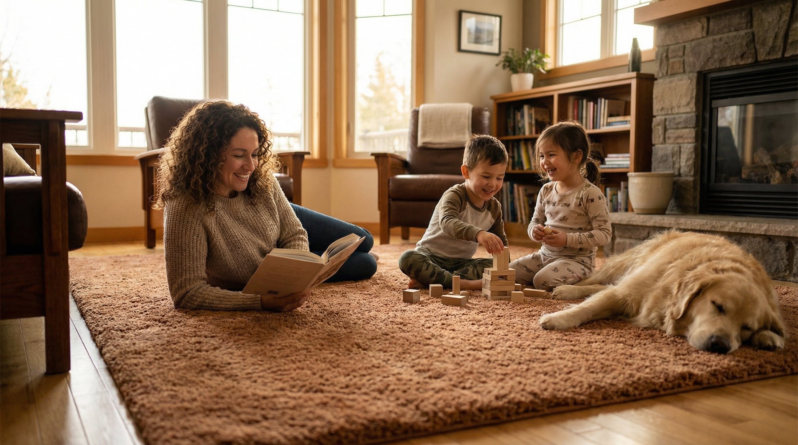 Moroccan rug styled with boho decor and natural materials