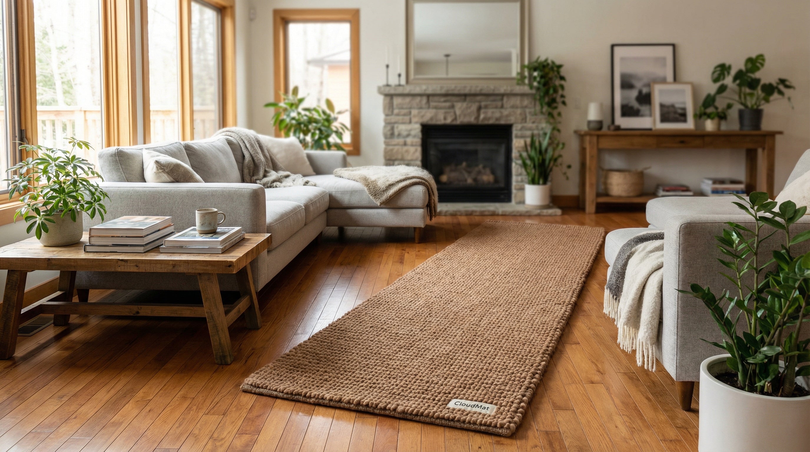 CloudMat 6'7"×13'2" runner rug in a bright Canadian home hallway